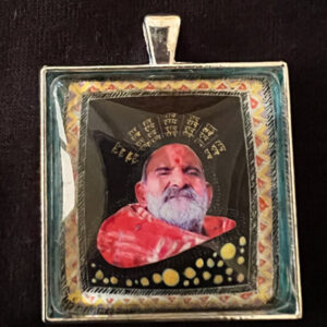 Large Neem Karoli Baba Pendant with Green Border