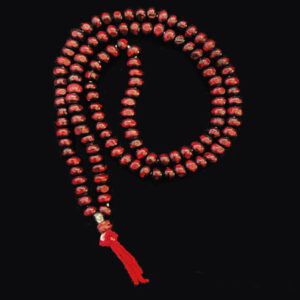 Small 108 Red Wood Bead Mala on Red Thread
